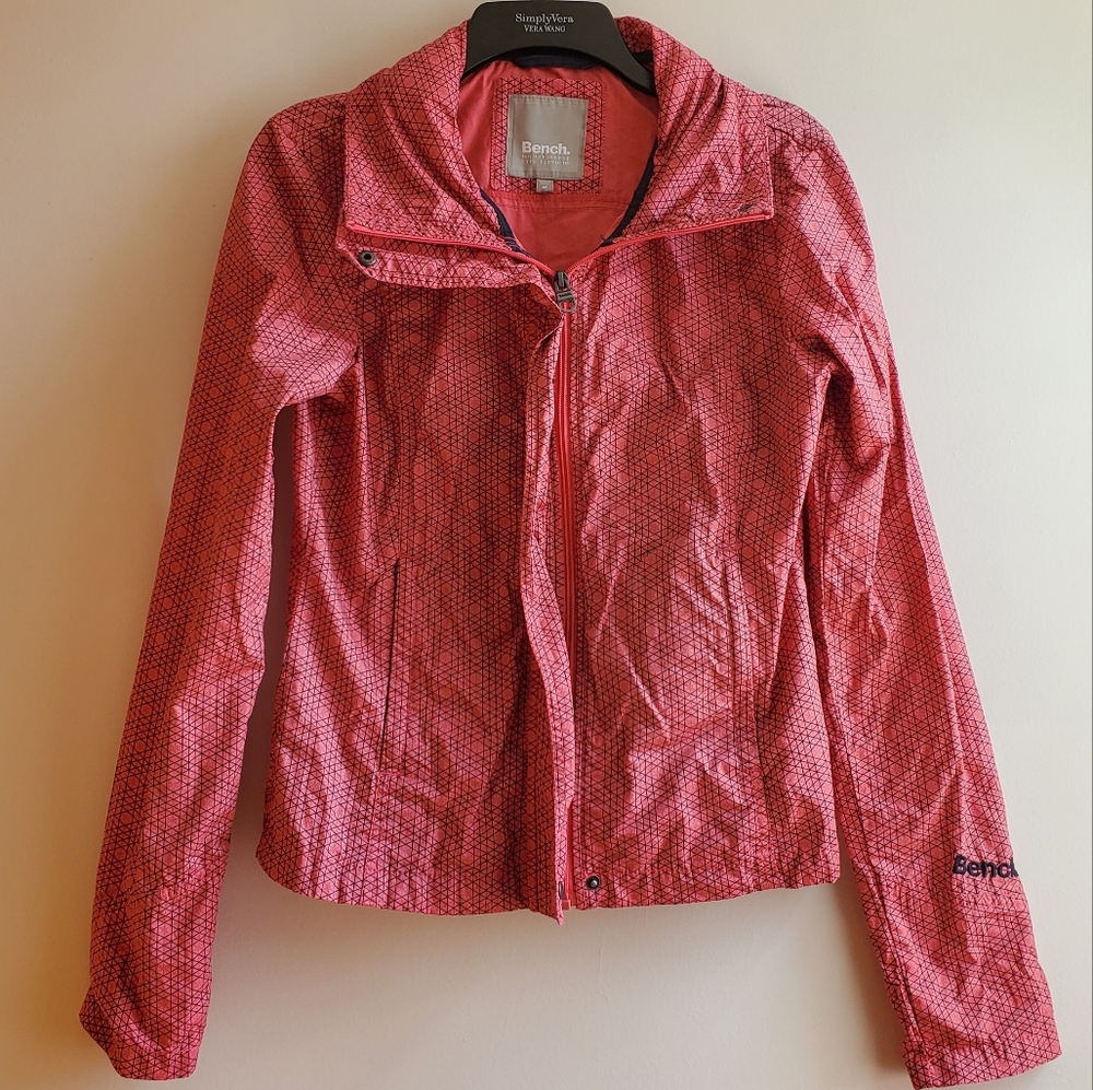 Bench Pink Geometric Windbreaker with Hood Spring Jacket, Fits Small